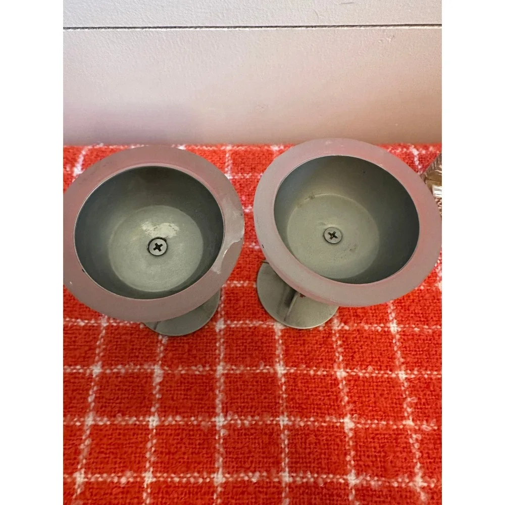Disney Mickey Mouse Frosted Glass Votive Candle Holder Set Metal Base 2pc